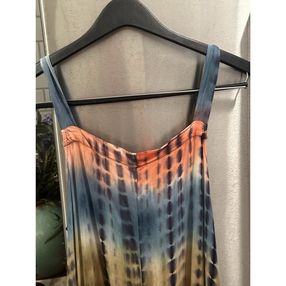 Pants - Rainbow Striped Rayon Romper L/XL Pockets Adj Straps Festival Y2K